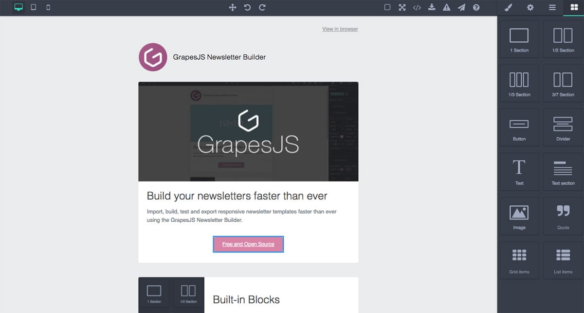 GrapesJS Newsletter Demo